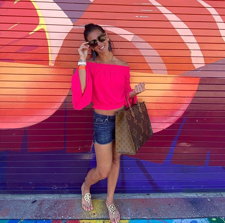Birdie - Bell Sleeve Hot Pink Top