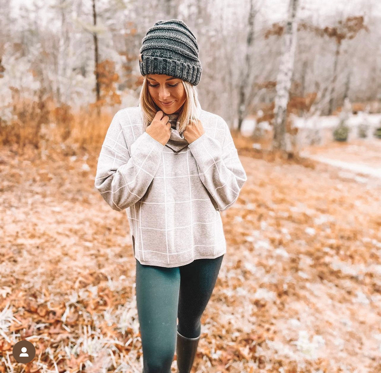 Blair - Gray + White Plaid Sweater