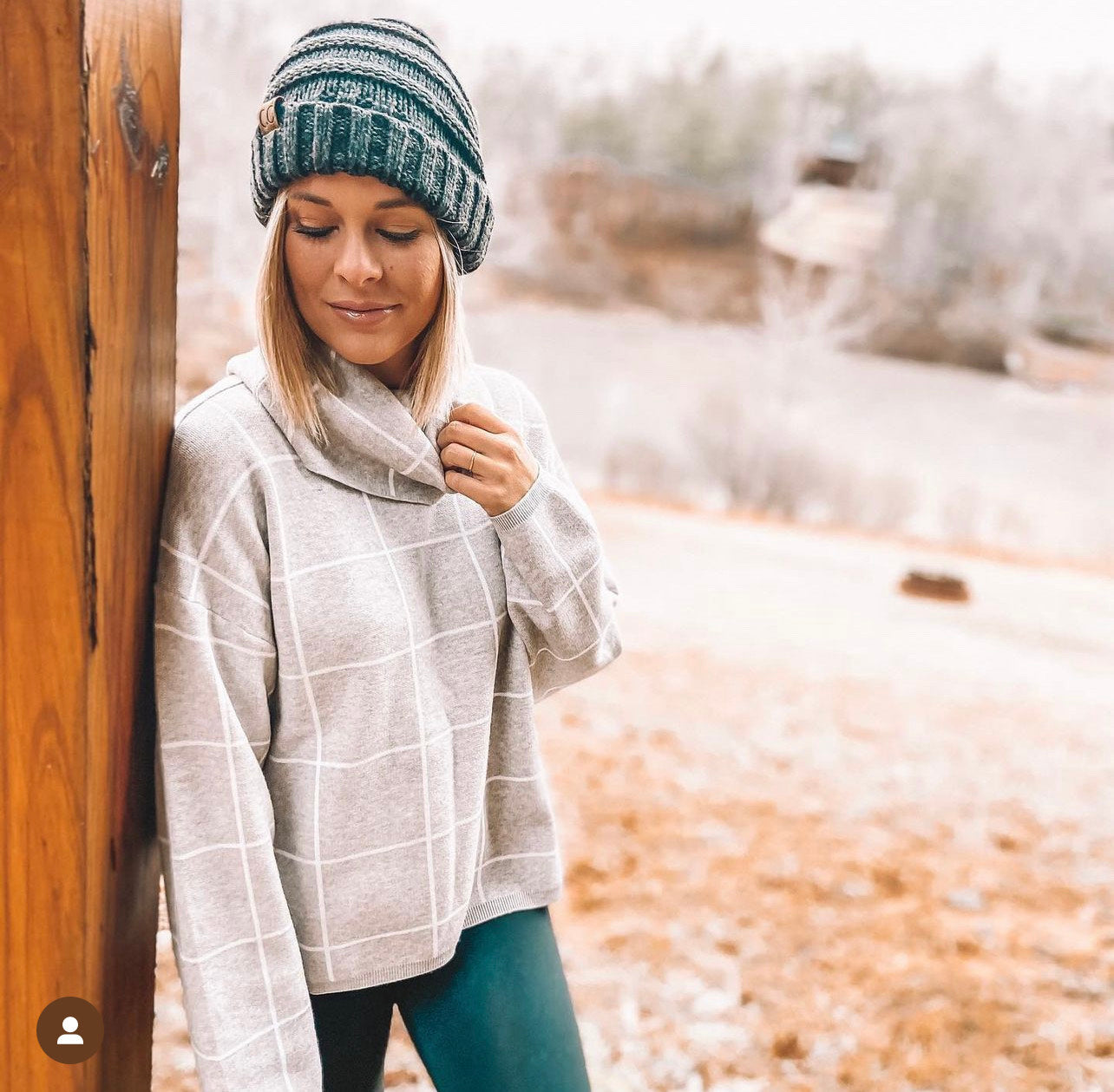 Blair - Gray + White Plaid Sweater