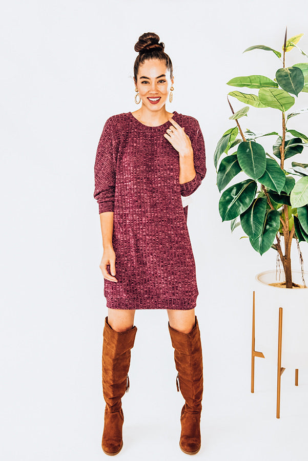 Caitlin II - Maroon Mid Length Dress