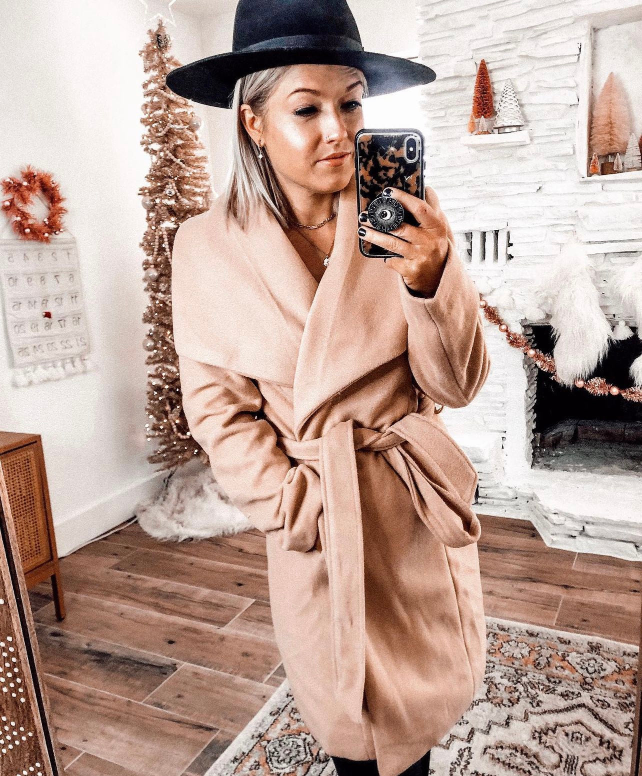 Liv - Long Camel Wrap Coat