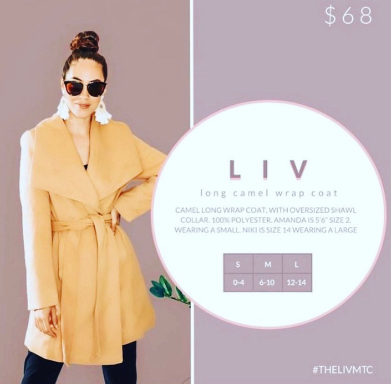Liv - Long Camel Wrap Coat
