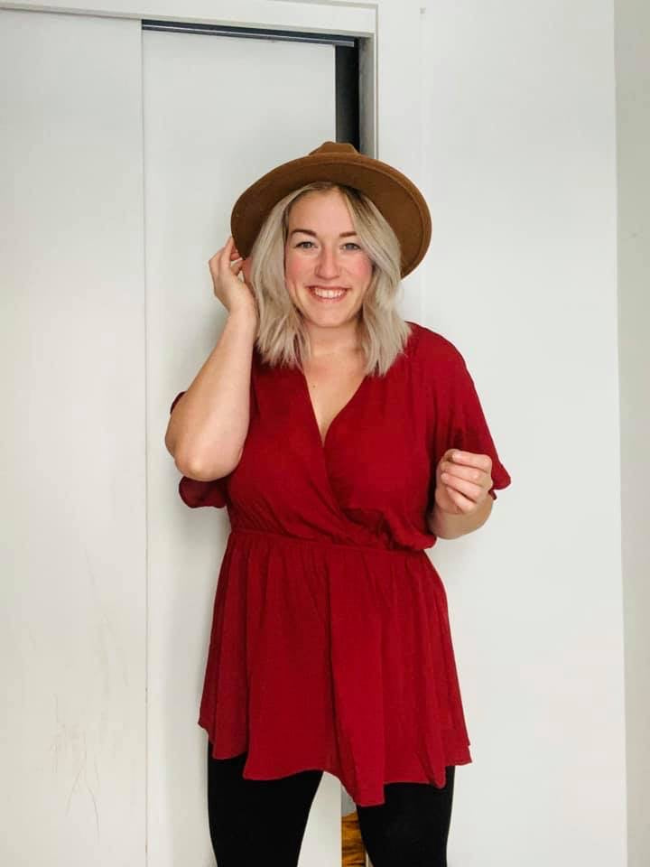 Melina - Burgundy Surplice Top