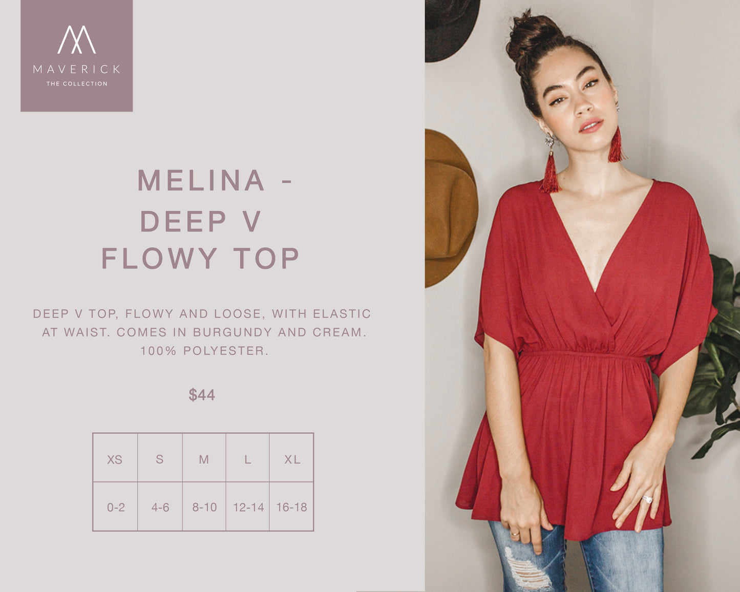 Melina - Burgundy Surplice Top
