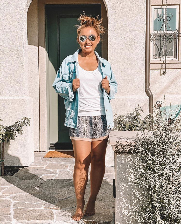 Pacey- High Waisted Snake Print Shorts