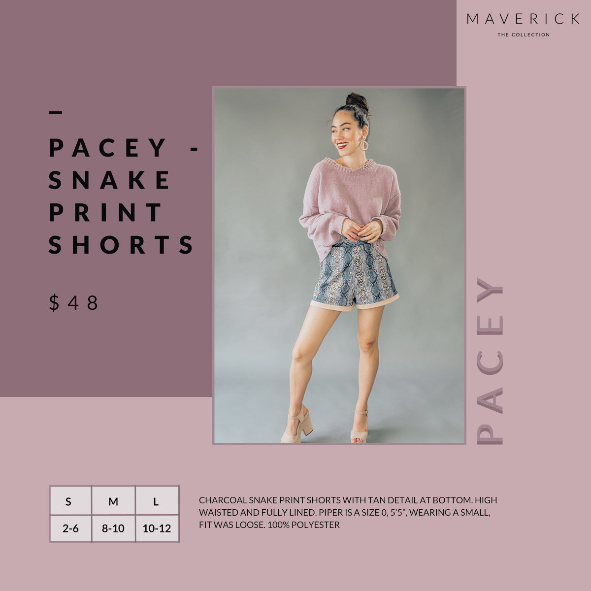 Pacey- High Waisted Snake Print Shorts