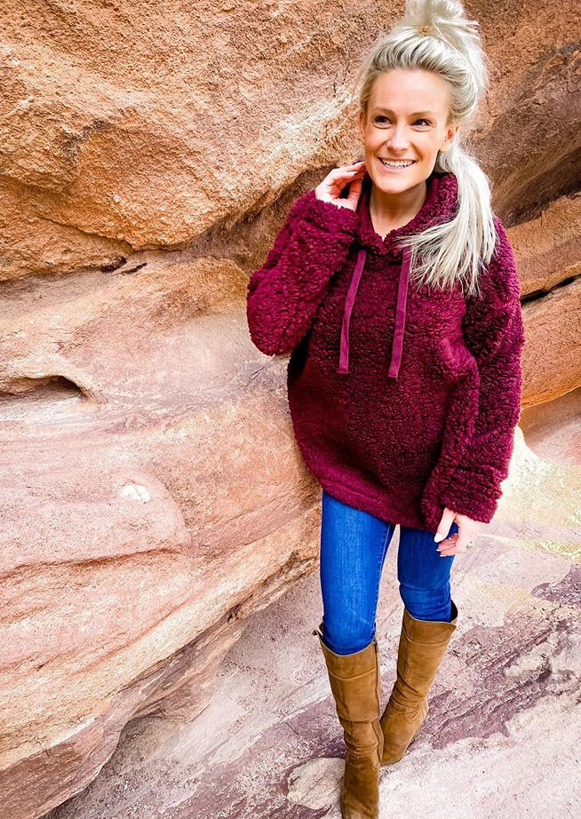 Rory - Burgundy Faux Fur Pullover