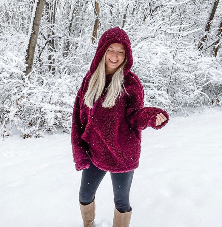 Rory - Burgundy Faux Fur Pullover