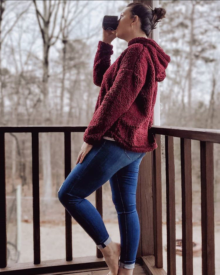 Rory - Burgundy Faux Fur Pullover