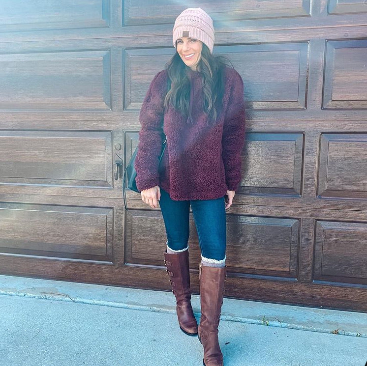 Rory - Burgundy Faux Fur Pullover