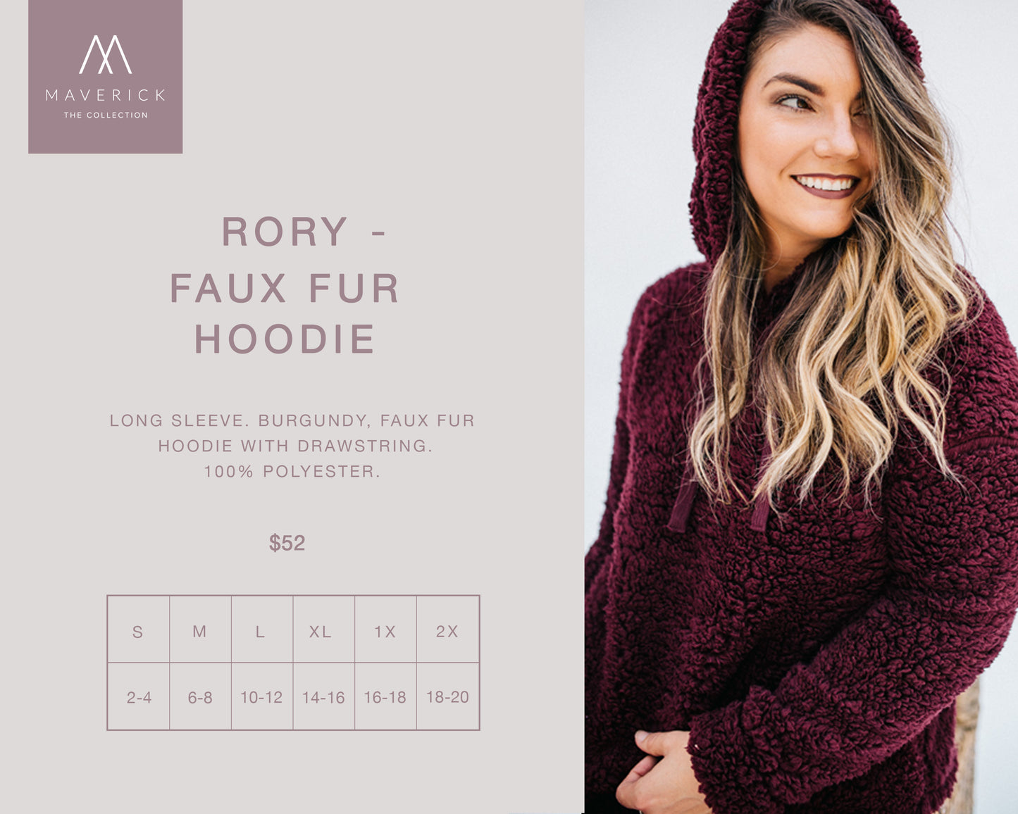 Rory - Burgundy Faux Fur Pullover