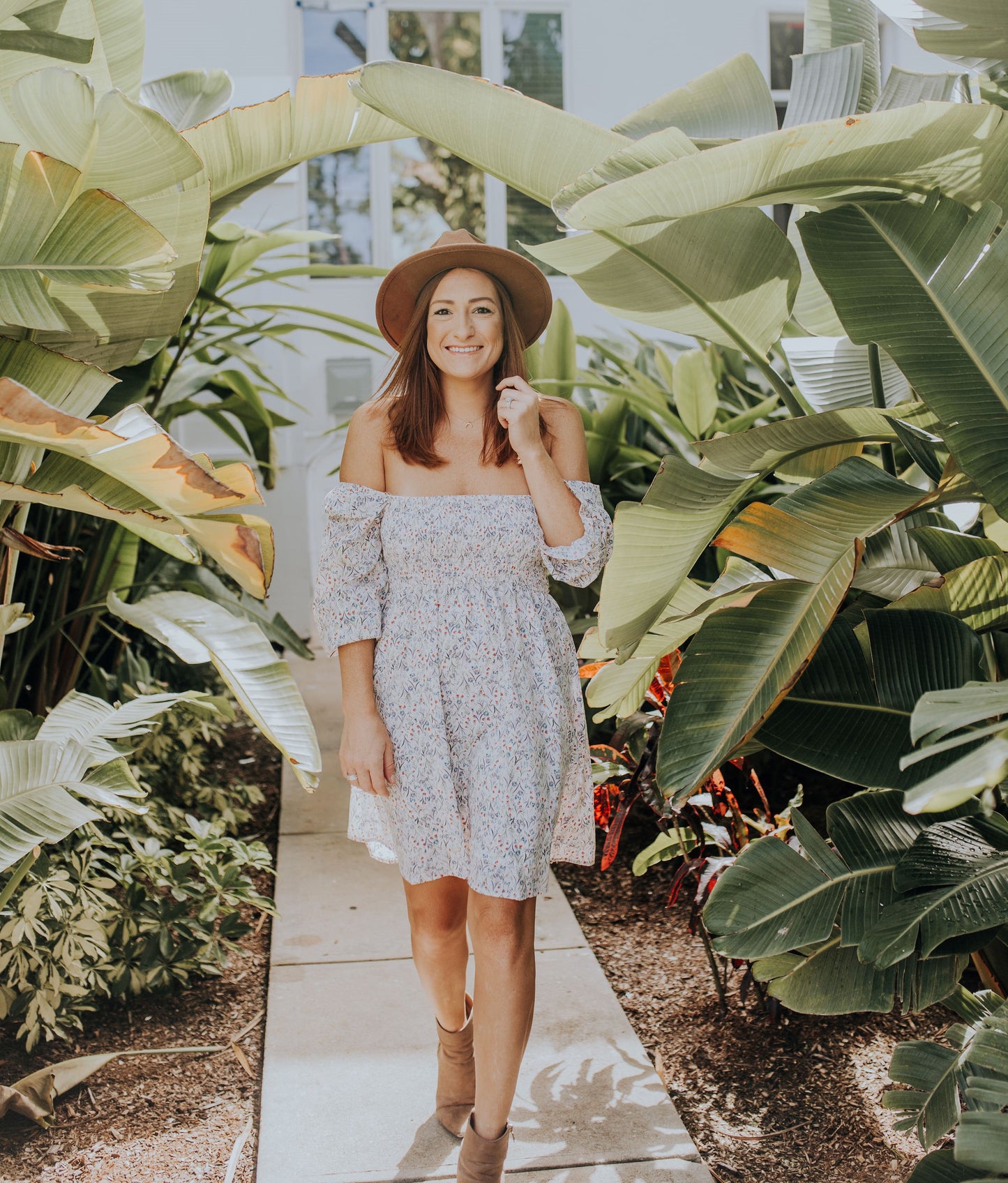 Sawyer - Floral Printed Off-The-Shoulder Dress