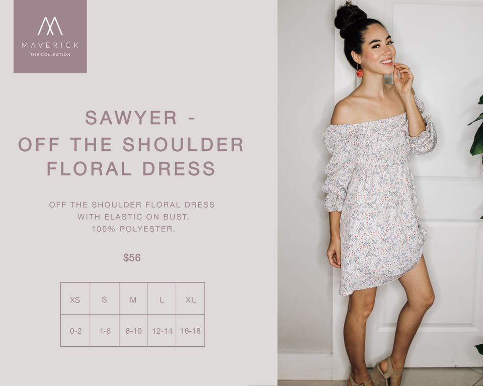 Sawyer - Floral Printed Off-The-Shoulder Dress