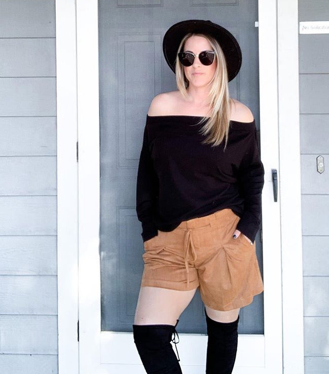 Sheridan - Black Off The Shoulder Long Sleeve Top
