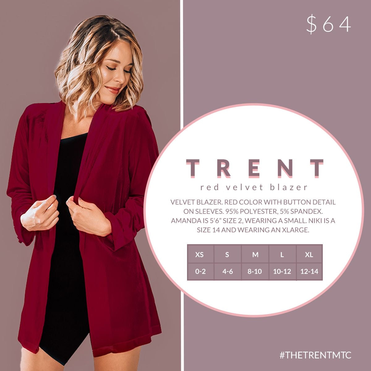 Trent -Red Velvet Blazer