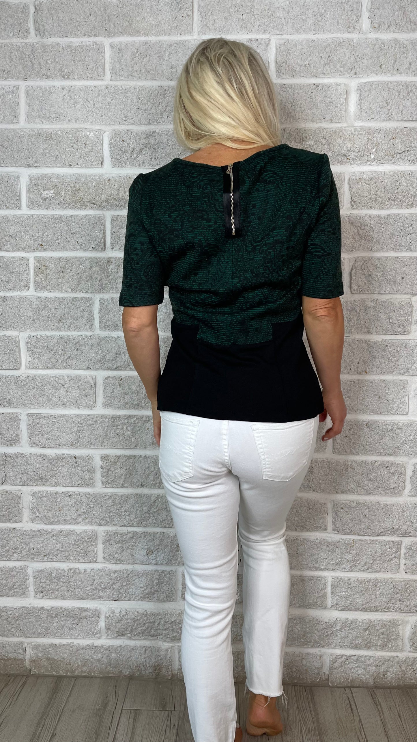 Green + Black Classic Top