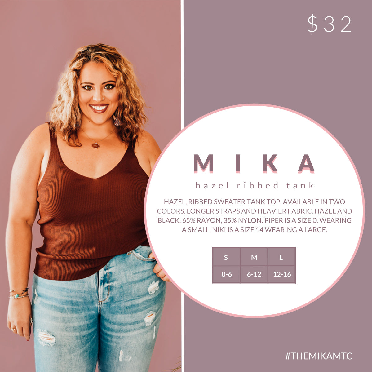 Mika -Hazel Ribbed Tank