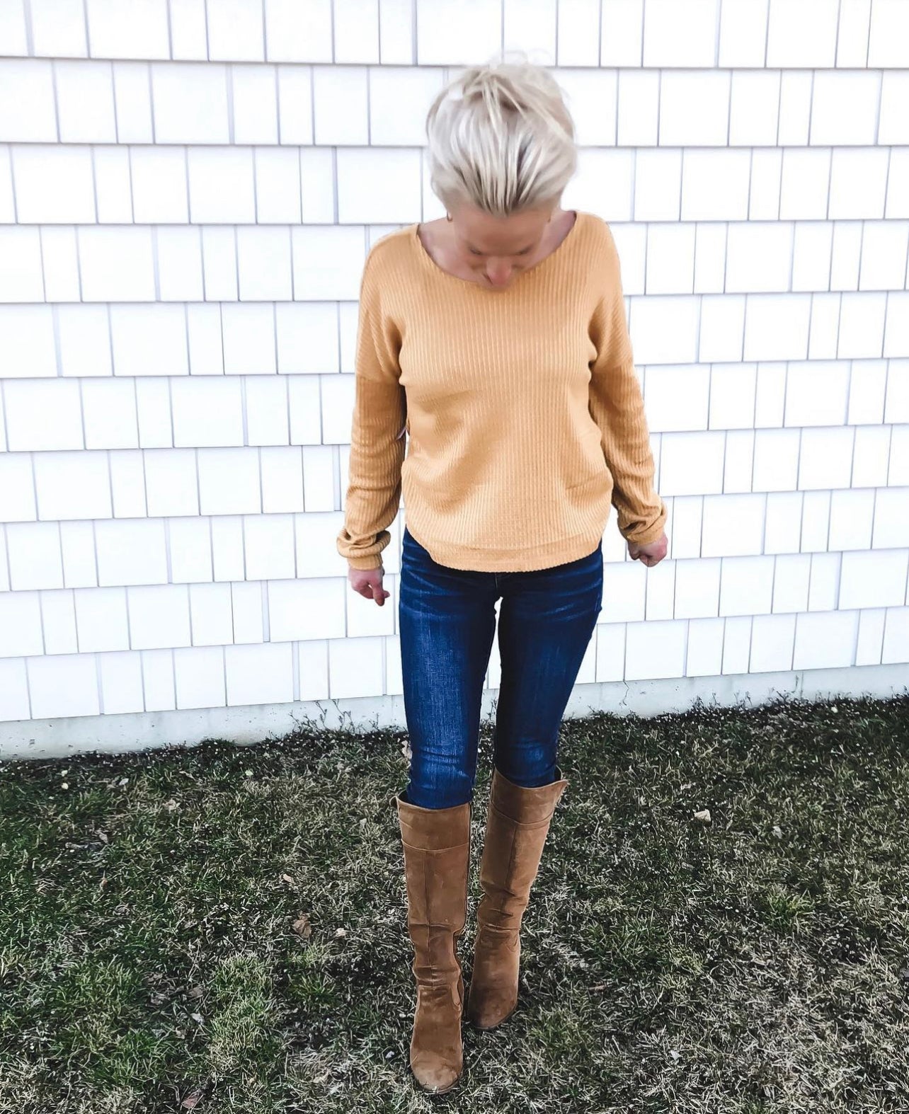 Dina - Mustard - Twisted Open Back Thermal Top