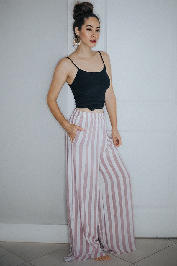 Ava - Striped Off White Palazzo Pants