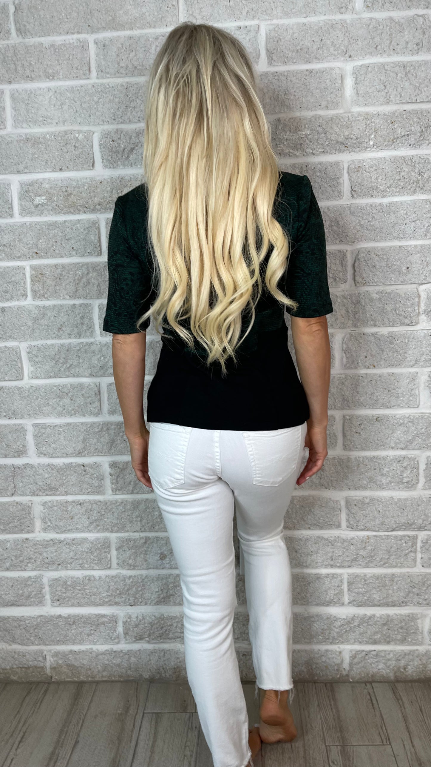 Green + Black Classic Top