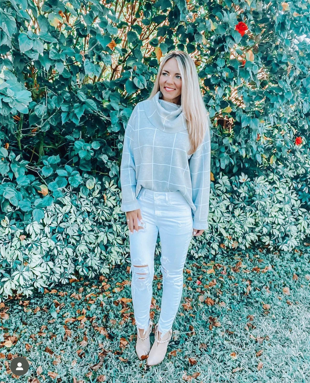 Blair - Gray + White Plaid Sweater