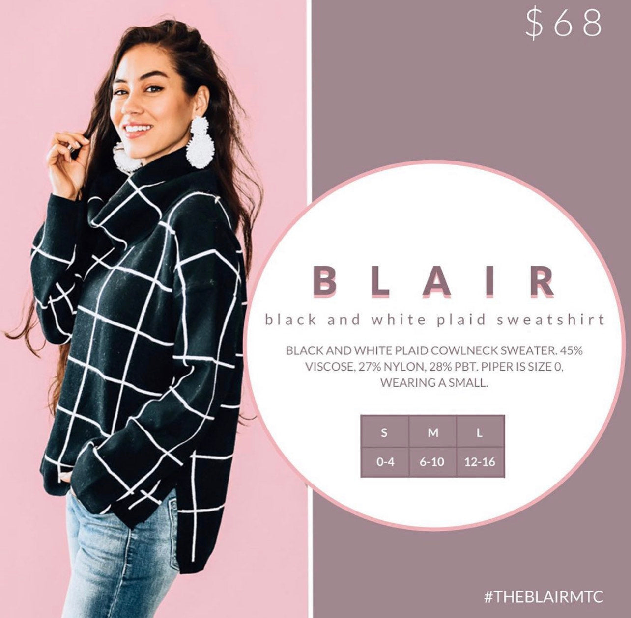 Blair - Gray + White Plaid Sweater