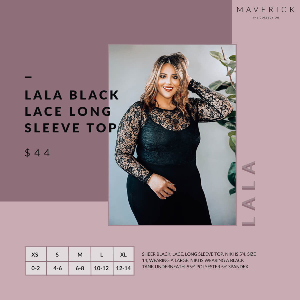 Lala - Black Sheer Lace Long Sleeve