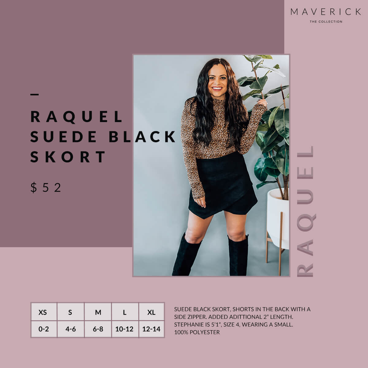Raquel - Black Suede Asymmetrical Skort