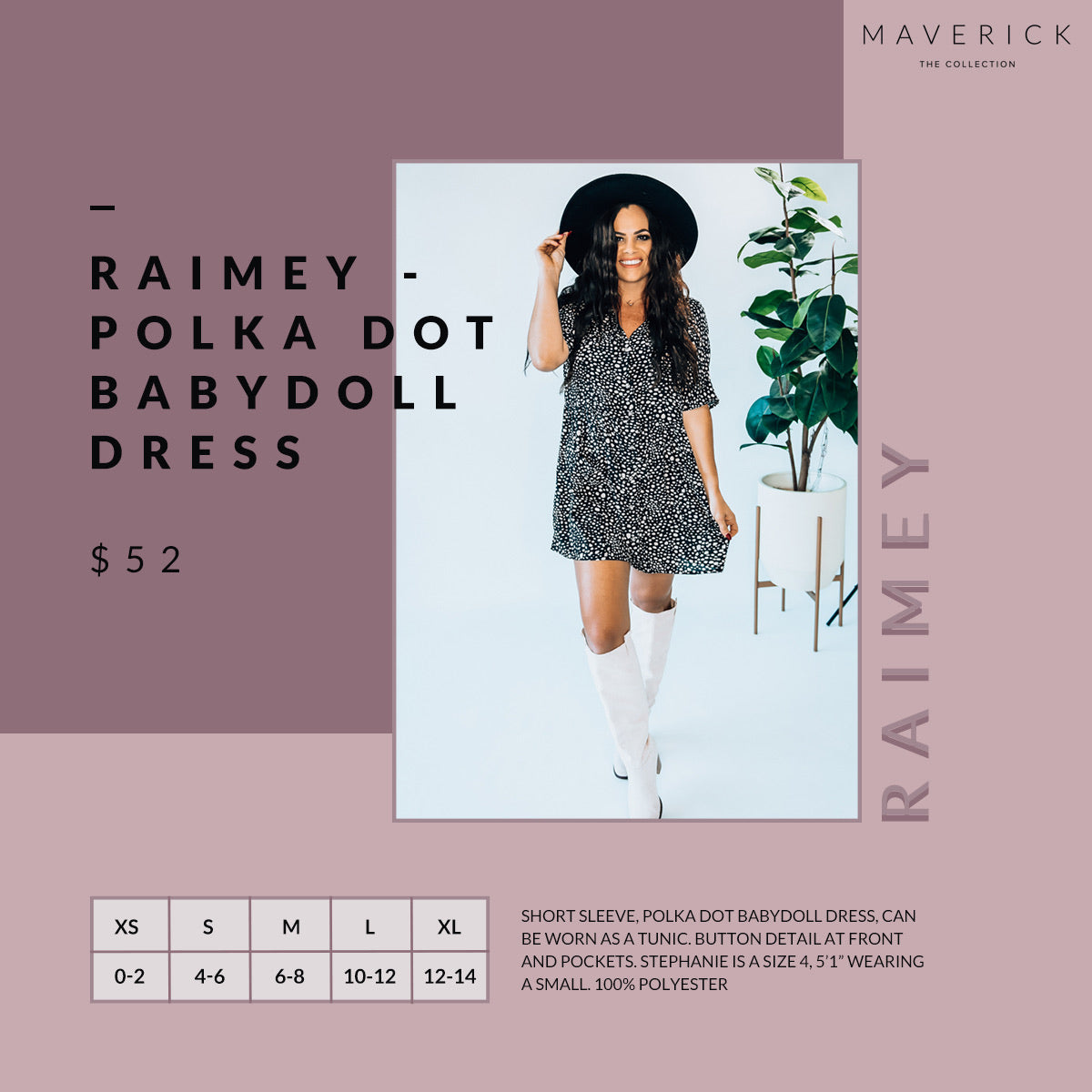 Raimey - Polka Dot Babydoll Short Sleeve Dress